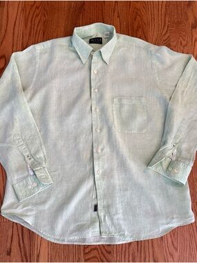 MINE Men's Mint Green Linen Button-Down Shirt